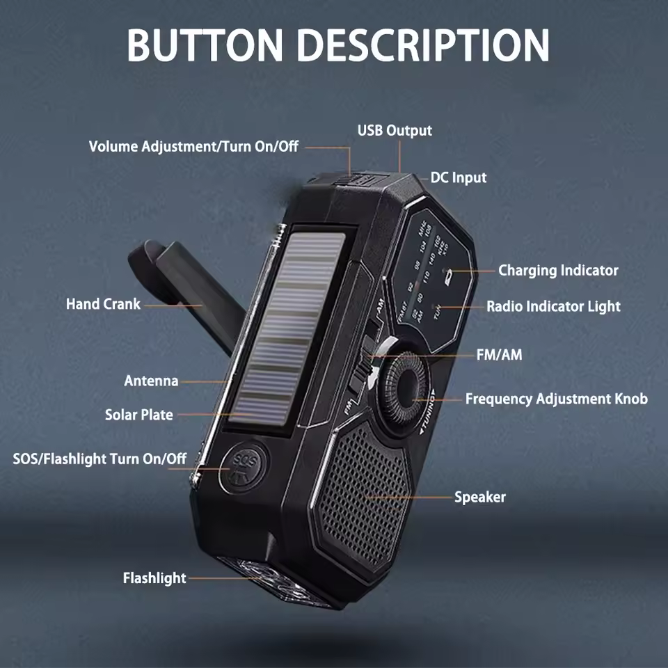 Radio de Emergencia con manivela Solar